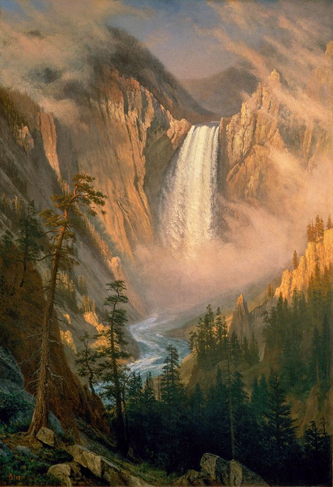 Yellowstone Falls 1881 art print by Albert Bierstadt for $57.95 CAD