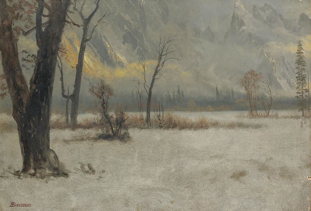 Winter landscape art print by Albert Bierstadt for $57.95 CAD