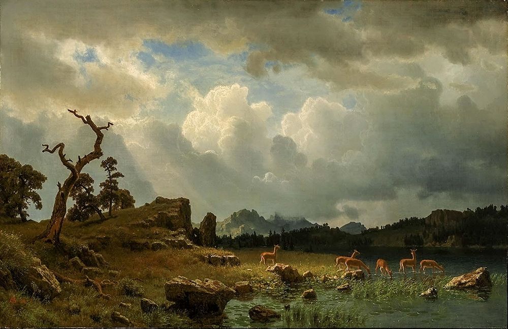Thunderstorm in the Rocky Mountains art print by Albert Bierstadt for $57.95 CAD