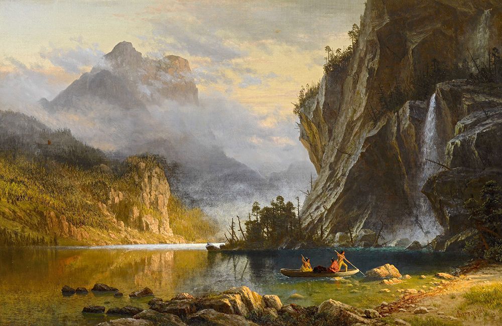 Indians Spear Fishing 1862 art print by Albert Bierstadt for $57.95 CAD