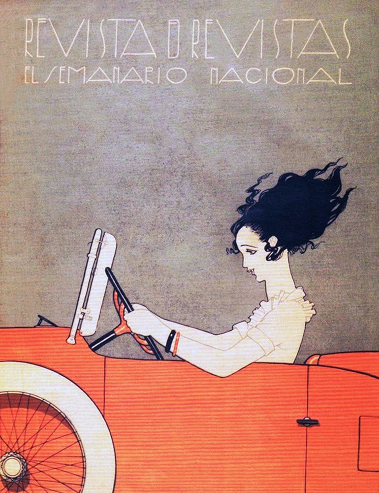 Mexican Magazine Cover 1920 Woman in Car art print by Ernesto Garcia Cabral for $57.95 CAD