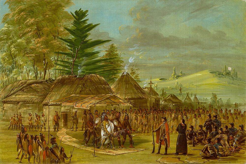 Chief of the Taensa Indians Receiving La Salle art print by George Catlin for $57.95 CAD