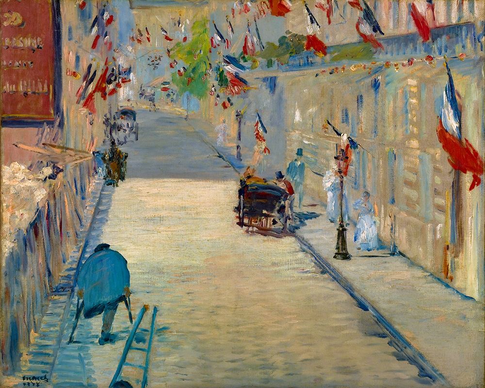 The Rue Mosnier with Flags art print by Edouard Manet for $57.95 CAD
