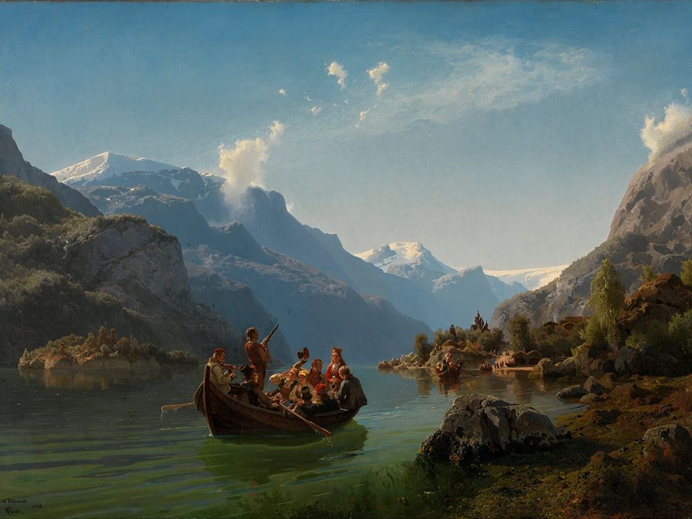 Bridal Procession on the Hardangerfjord art print by Adolph Tidemand for $57.95 CAD