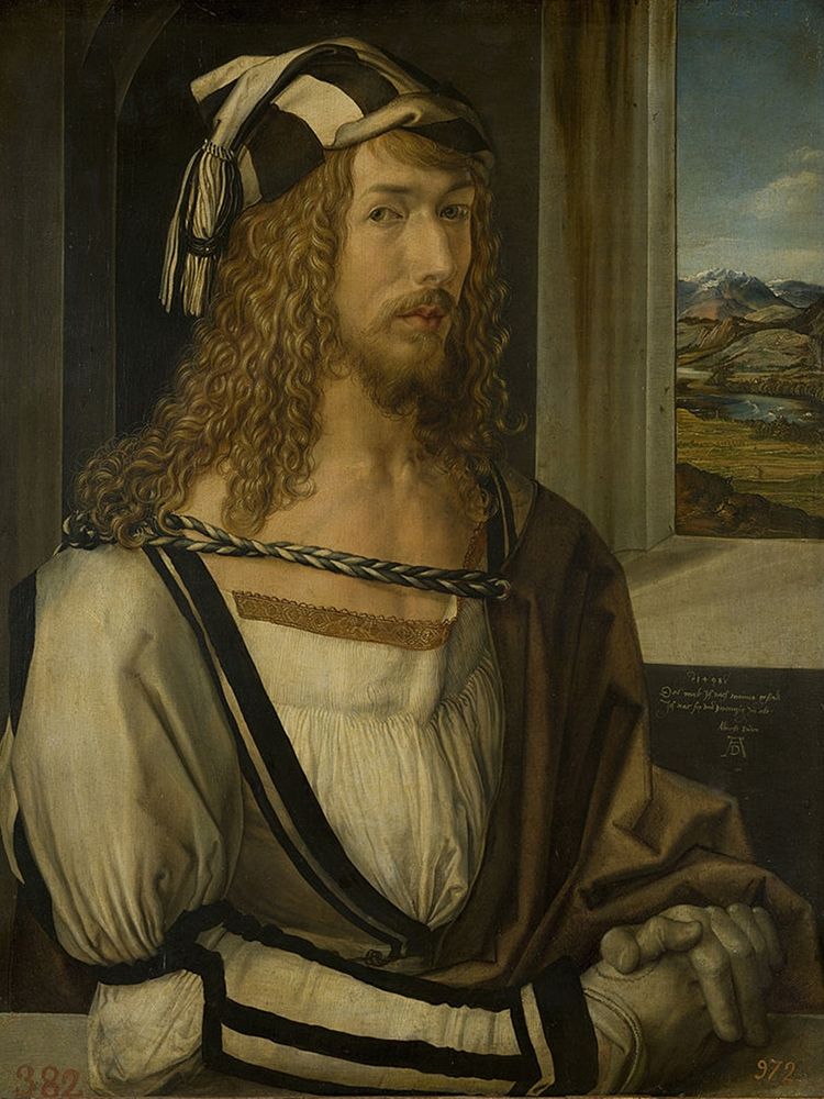 Self-portrait 1498 art print by Albrecht Durer for $57.95 CAD