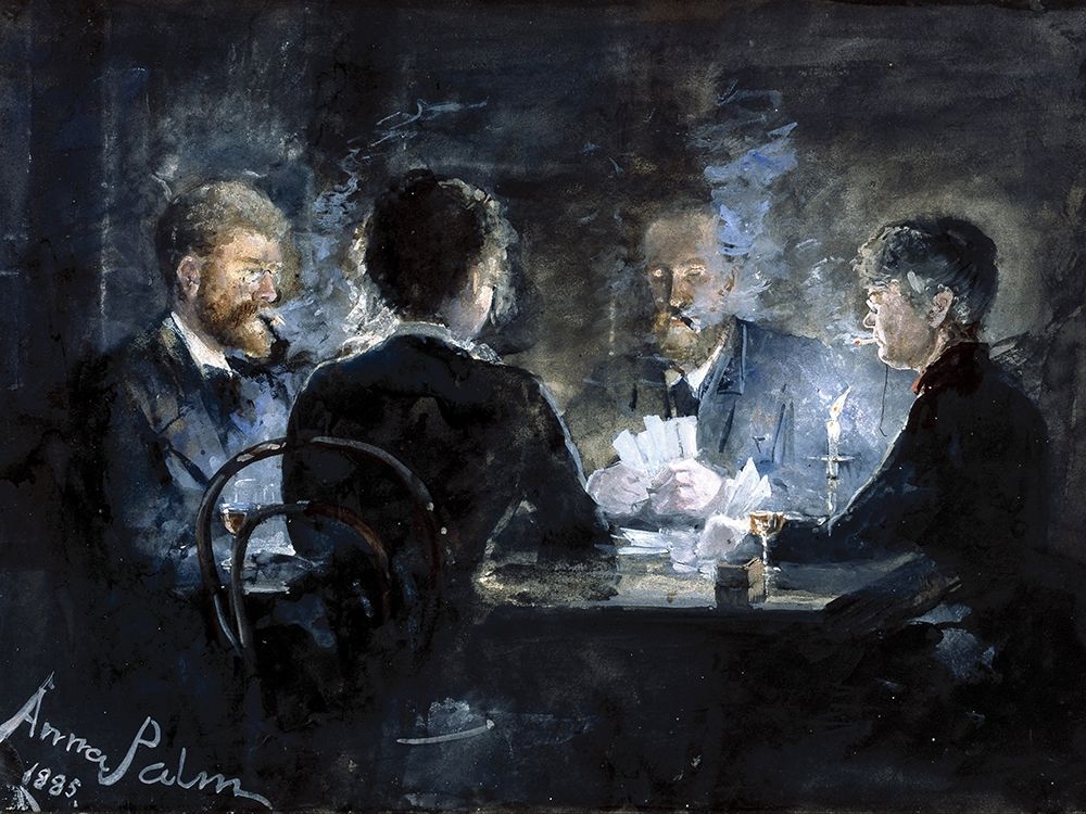 A game of Lhombre in Brondums Hotel art print by Anna Palm de Rosa for $57.95 CAD