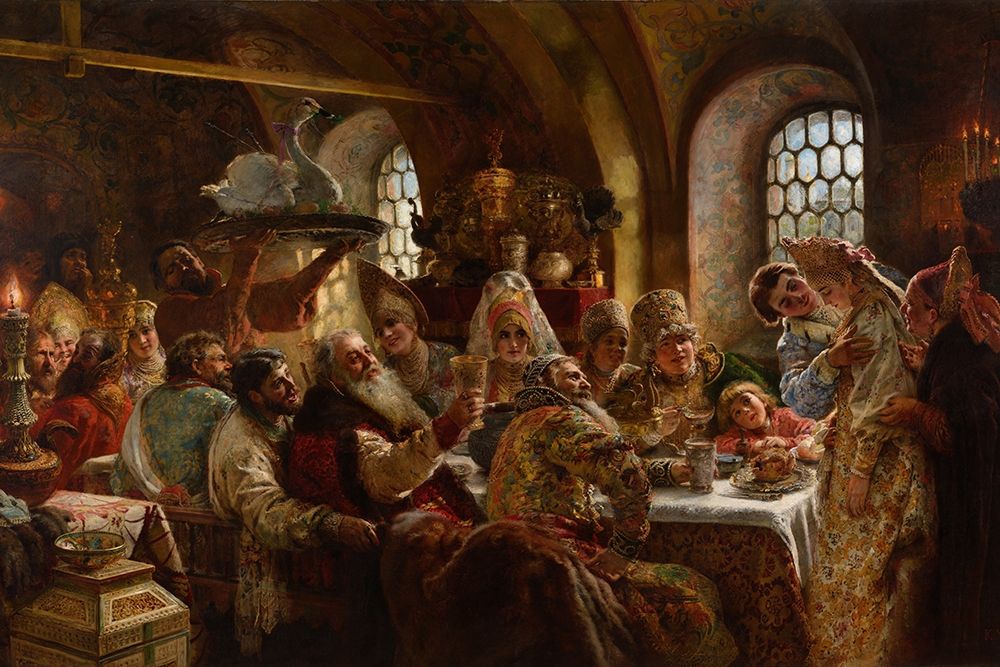 A Boyar Wedding Feast art print by Konstantin Makovsky for $57.95 CAD