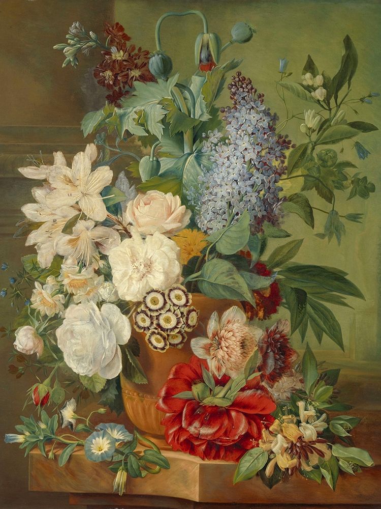 Flowers in a Terracotta Vase art print by Albertus Jonas Brandt for $57.95 CAD