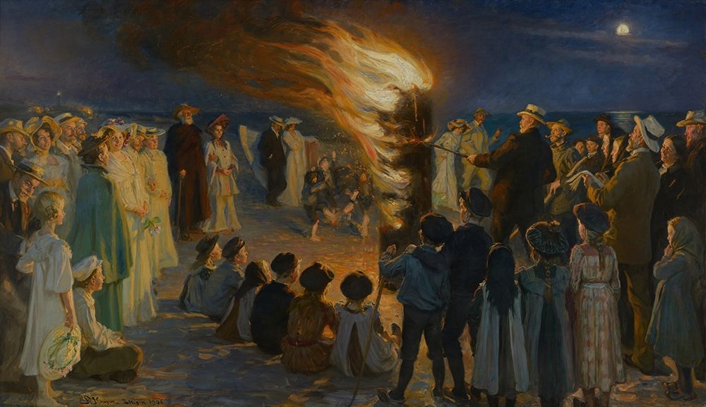 Midsummer Eve Bonfire on Skagen Beach art print by Peder Severin Kroyer for $57.95 CAD