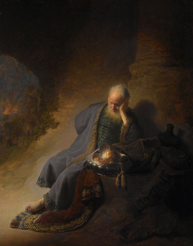 Jeremiah Lamenting the Destruction of Jerusalem art print by Rembrandt for $57.95 CAD