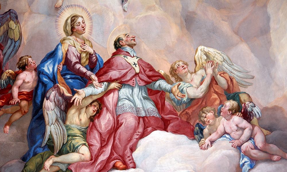 Intercession of Charles Borromeo supported by the Virgin Mary art print by Johann Michael Rottmayr for $57.95 CAD