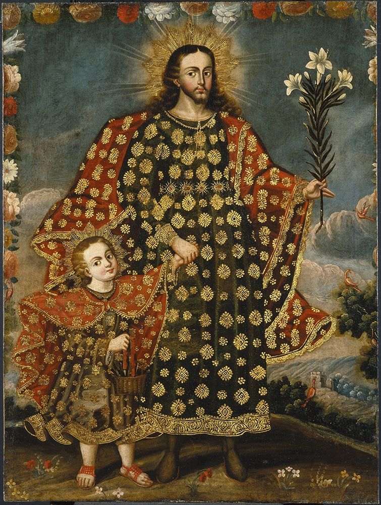 Saint Joseph and the Christ Child art print by Cusco School for $57.95 CAD