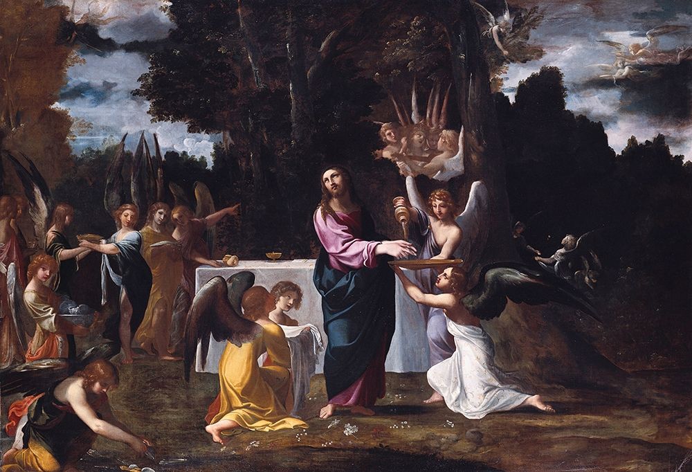 Christ in the Wilderness, Served by Angels art print by Ludovico Carracci for $57.95 CAD