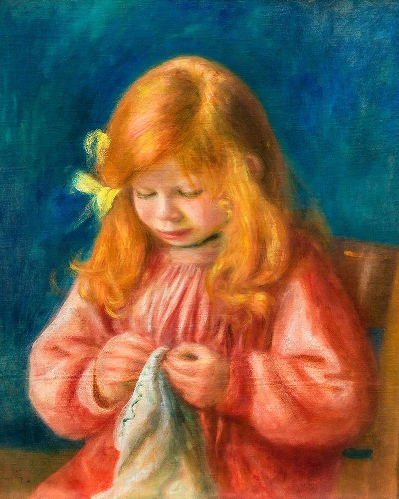 Jean Renoir Sewing 1900 art print by Pierre-Auguste Renoir for $57.95 CAD