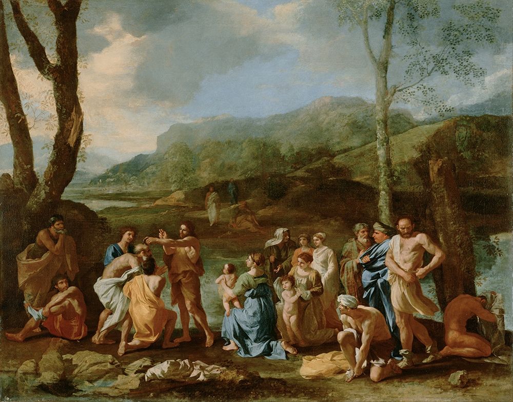 Saint John Baptizing in the River Jordan art print by Nicolas Poussin for $57.95 CAD