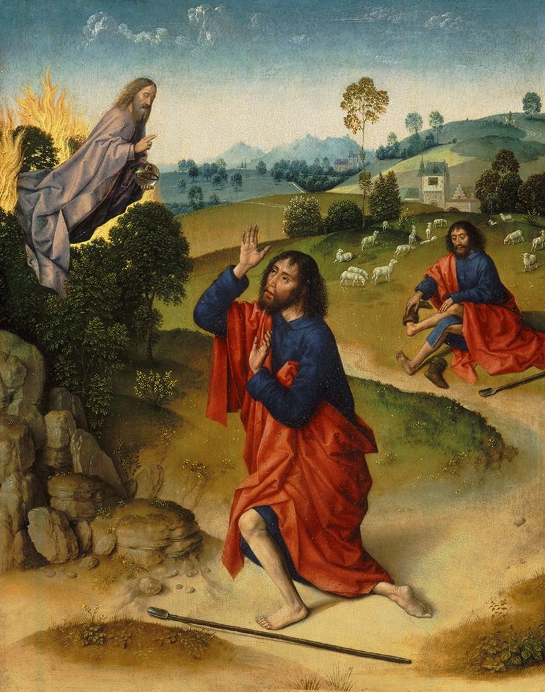 Moses and the Burning Bush art print by Dierick Bouts the Elder for $57.95 CAD