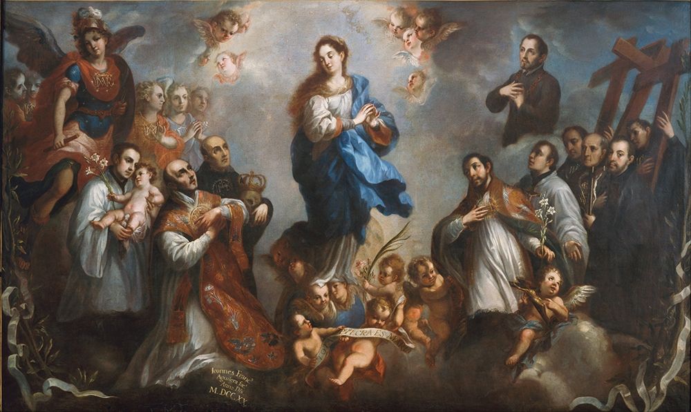 The Inmaculate Conception with Jesuits art print by Juan Francisco de Aguilera for $57.95 CAD