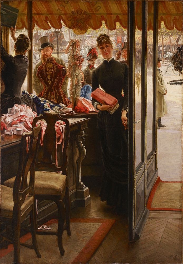 La demoiselle de magasin art print by James Tissot for $57.95 CAD