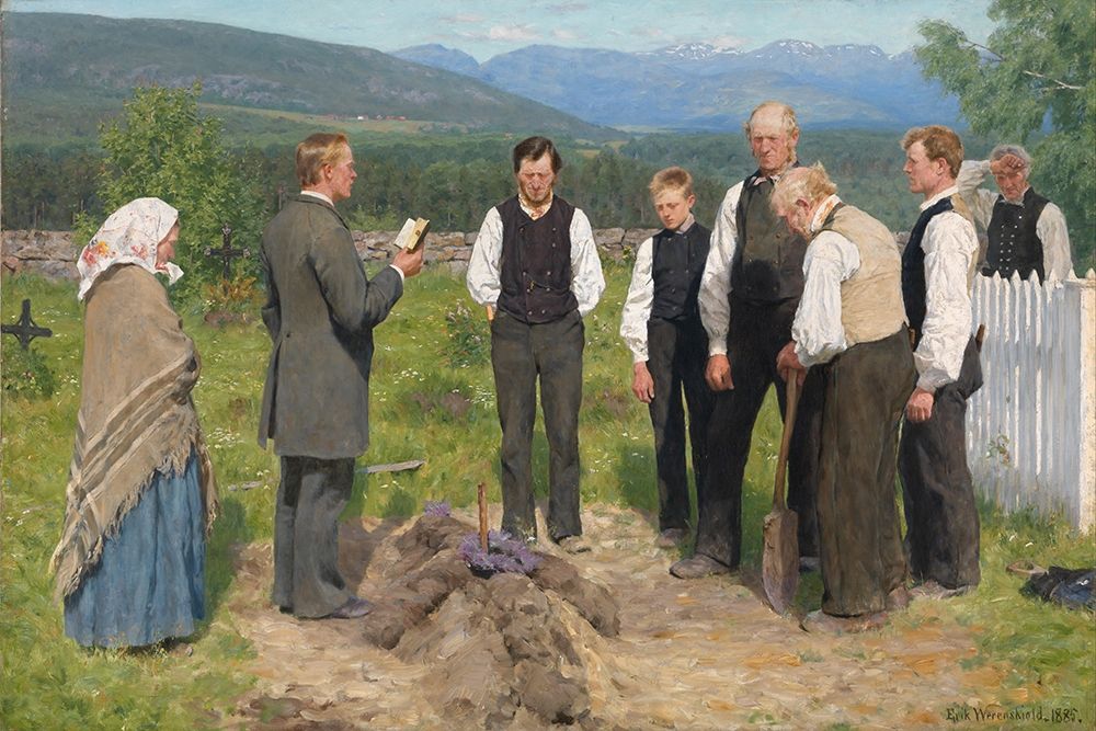 Peasant burial art print by Erik Werenskiold for $57.95 CAD