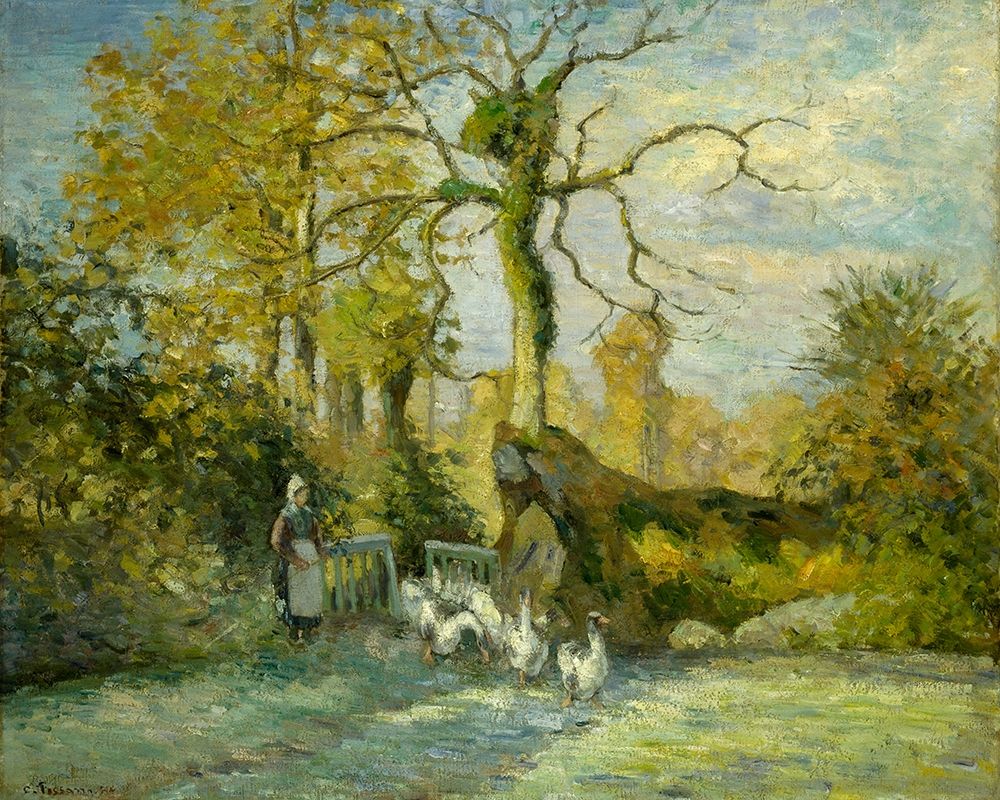 The Goose Girl at Montfoucault art print by Camille Pissarro for $57.95 CAD