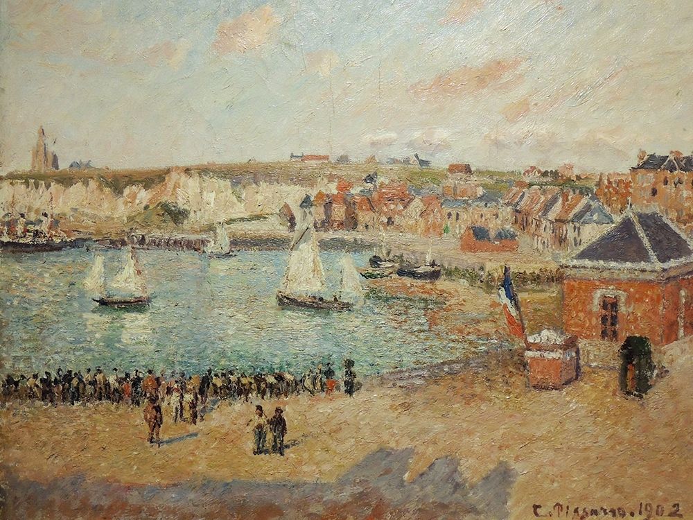 View of the Dieppe outer harbor art print by Camille Pissarro for $57.95 CAD