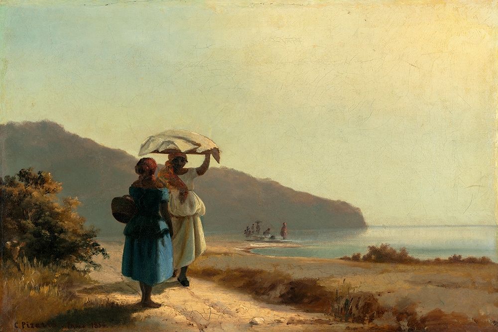 Two Women Chatting by the Sea, St. Thomas art print by Camille Pissarro for $57.95 CAD