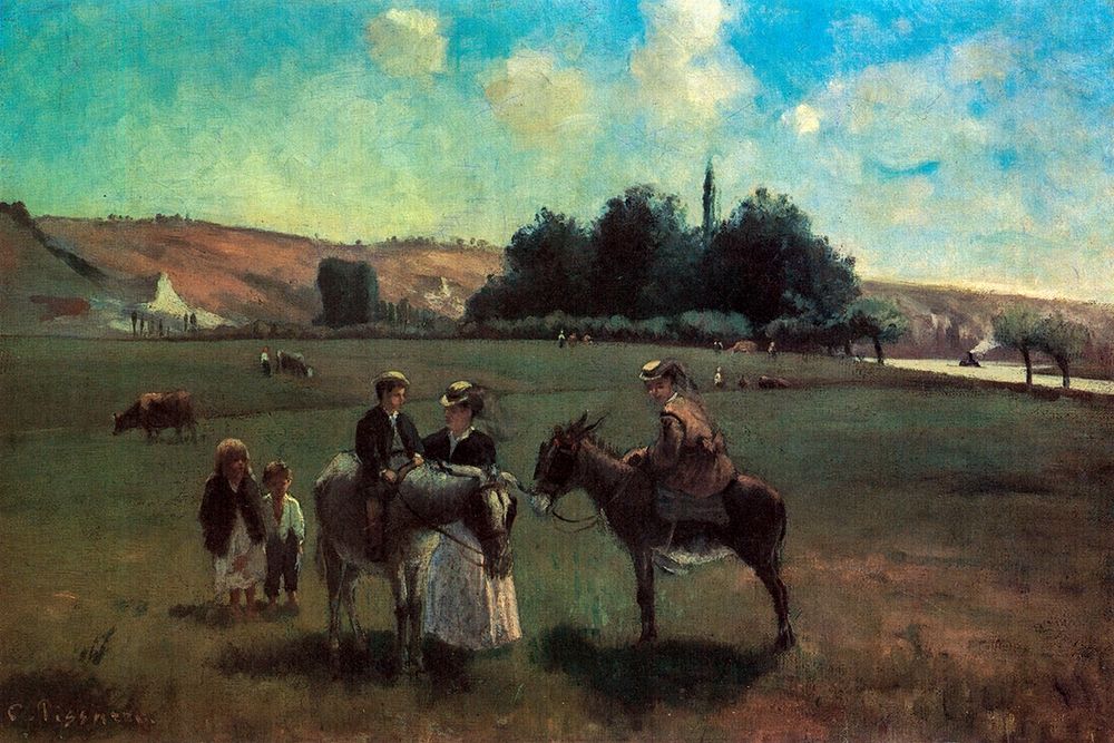 Donkey ride in La Roche-Guyon art print by Camille Pissarro for $57.95 CAD