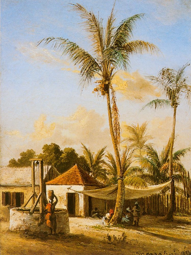 Figures Resting by a Village Well art print by Camille Pissarro for $57.95 CAD