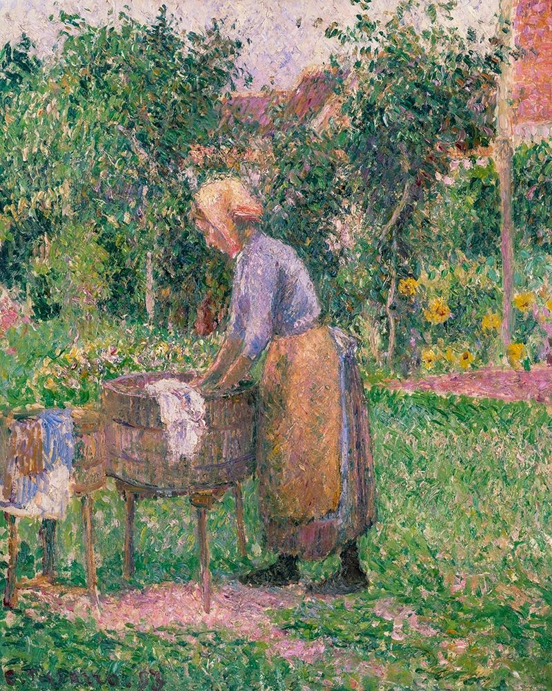 A Washerwoman at Eragny art print by Camille Pissarro for $57.95 CAD