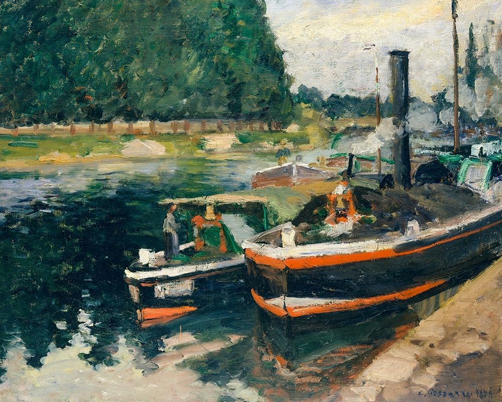 Barges at Pontoise art print by Camille Pissarro for $57.95 CAD