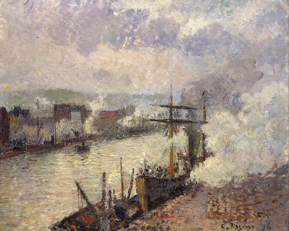Steamboats in the Port of Rouen art print by Camille Pissarro for $57.95 CAD