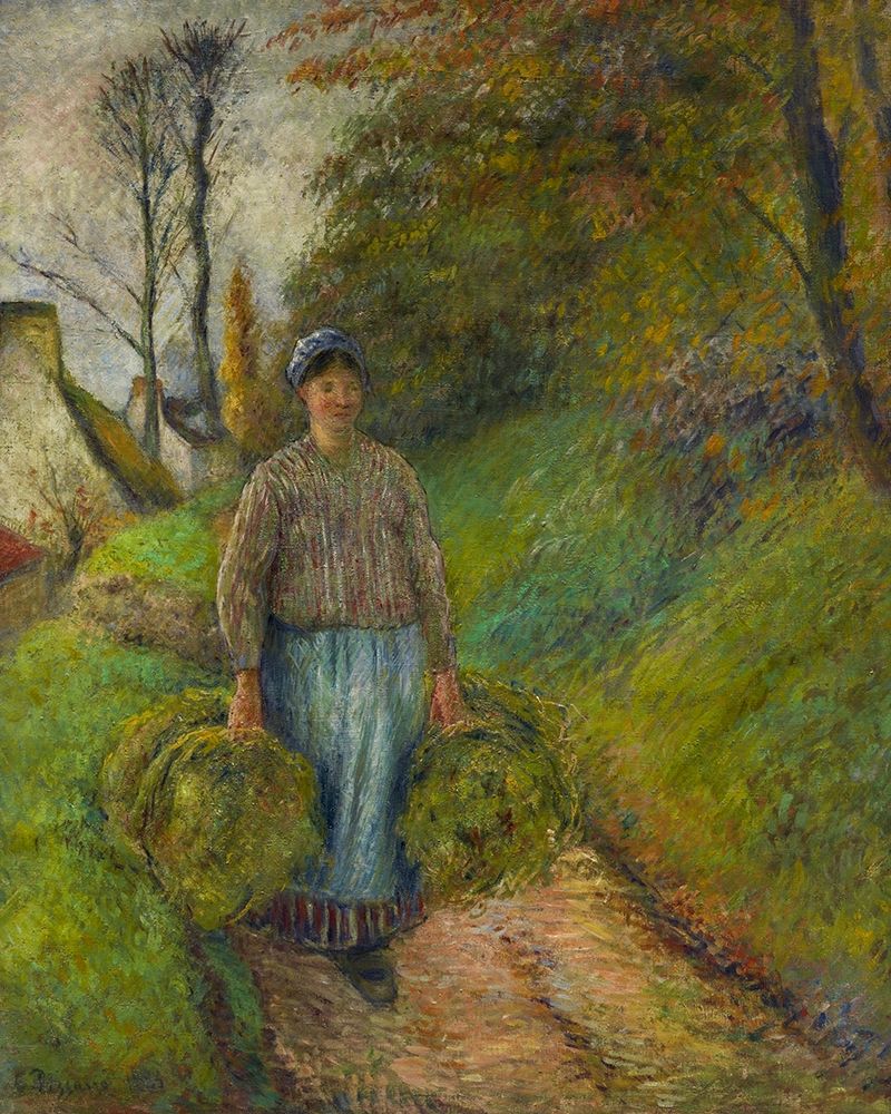 Peasant Woman Carrying Two Bundles of Hay art print by Camille Pissarro for $57.95 CAD