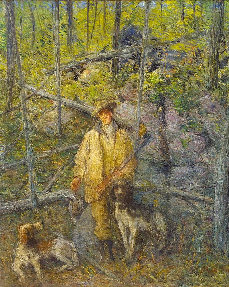 Hunter and Dogs art print by J Alden Weir for $57.95 CAD