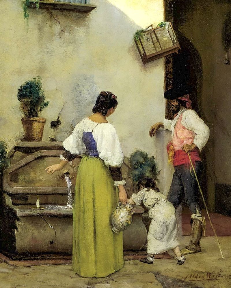 At the Water Trough art print by J Alden Weir for $57.95 CAD