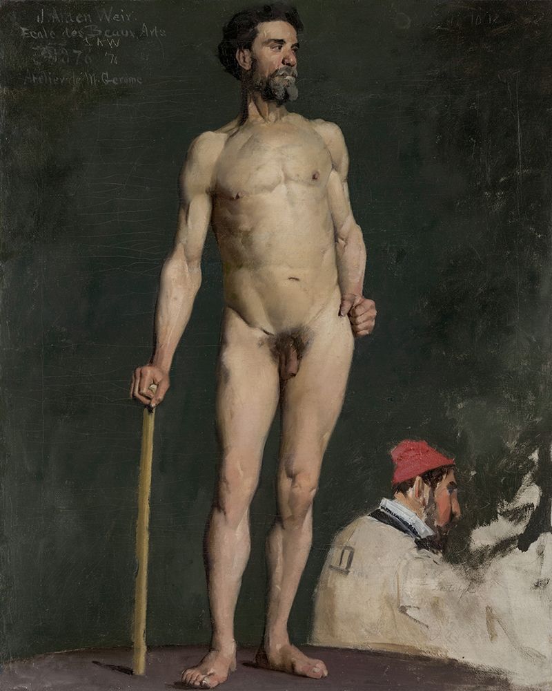 Study of a Male Nude Leaning on a Staff art print by J Alden Weir for $57.95 CAD