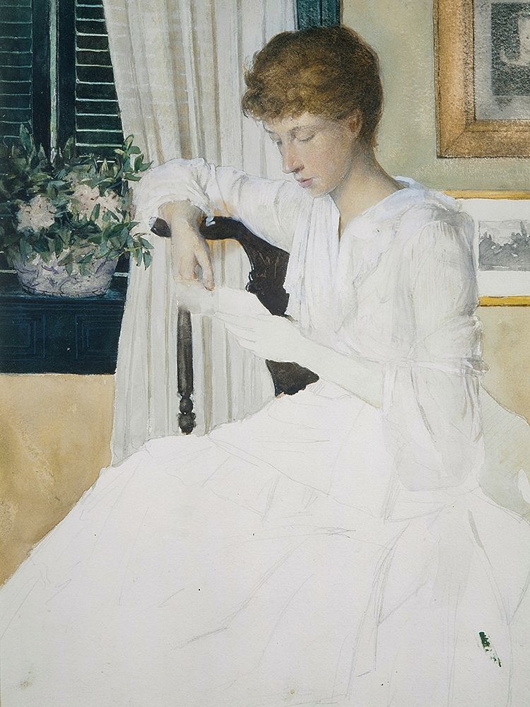 Anna Dwight Weir Reading a Letter art print by J Alden Weir for $57.95 CAD