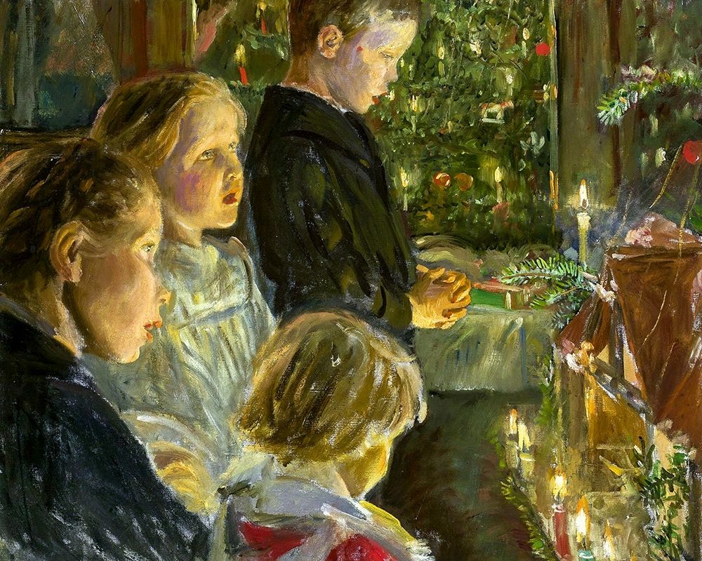 Children by the Christmas tree art print by Leopold Graf von Kalckreuth for $57.95 CAD