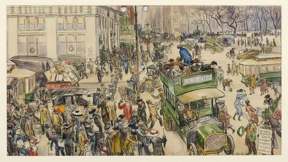 Christmas Shoppers, Madison Square art print by William James Glackens for $57.95 CAD