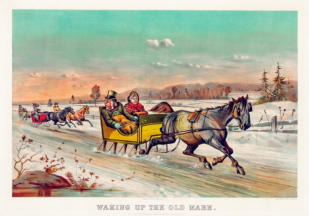 Waking up the old mare art print by Currier & Ives for $57.95 CAD