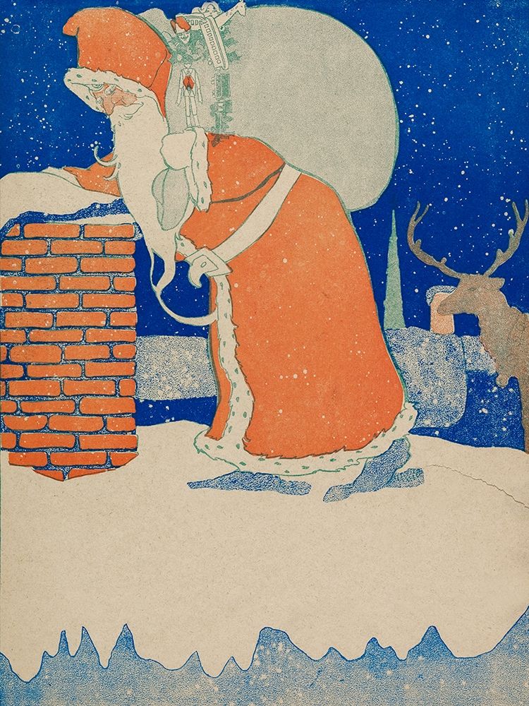 Vintage Santa Claus at Chimney art print by John Church Co for $57.95 CAD