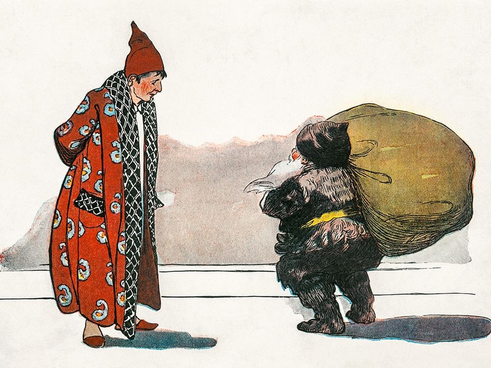 A Man with a Bundle of Toys Flung on His Back├é┬á art print by Jessie Wilcox Smith for $57.95 CAD