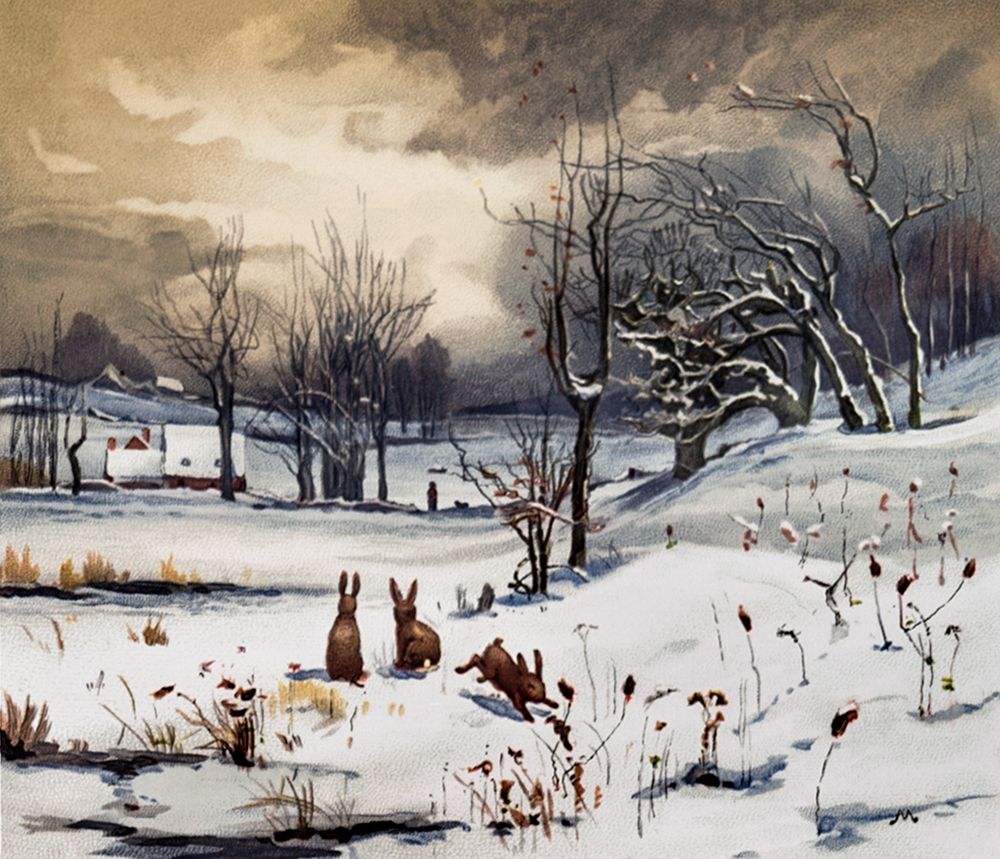 Winter Landscapes Rabbits art print by L. Prang & Co for $57.95 CAD
