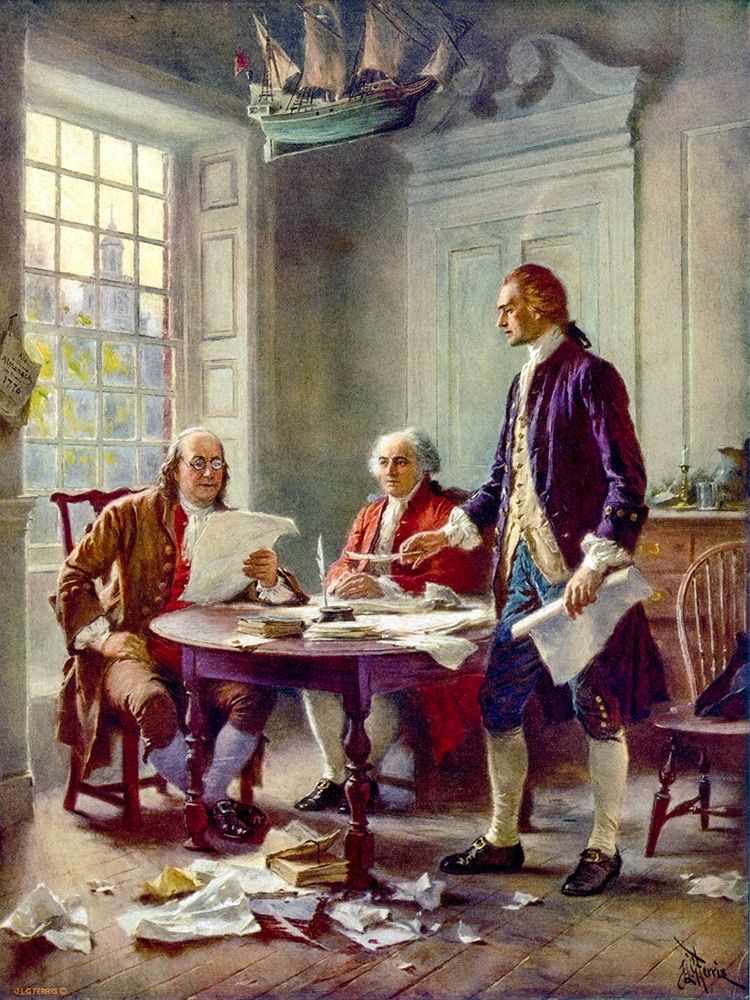 Writing the Declaration of Independence-1776 art print by Jean Leon Gerome Ferris for $57.95 CAD