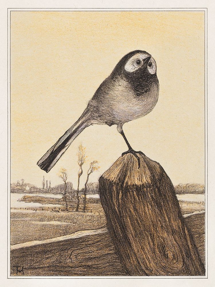 Wagtail on pole art print by Theo van Hoytema for $57.95 CAD