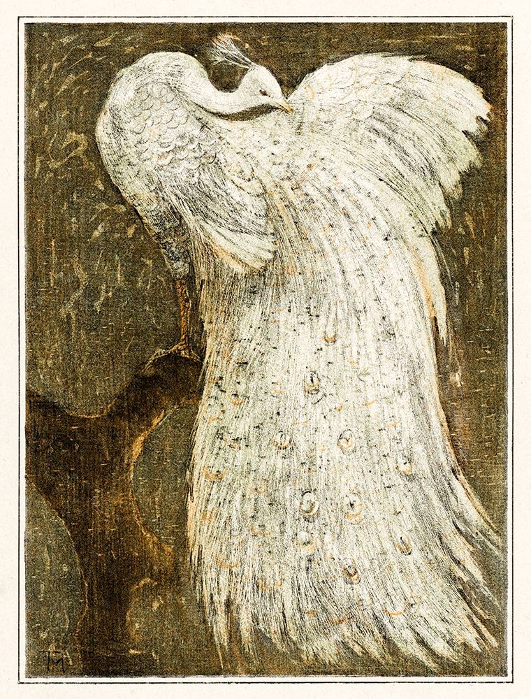 White peacock on branch art print by Theo van Hoytema for $57.95 CAD