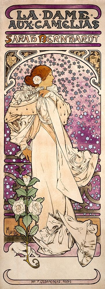 La dame-aux camelias-Sarah Bernhardt by Alphonse Mucha