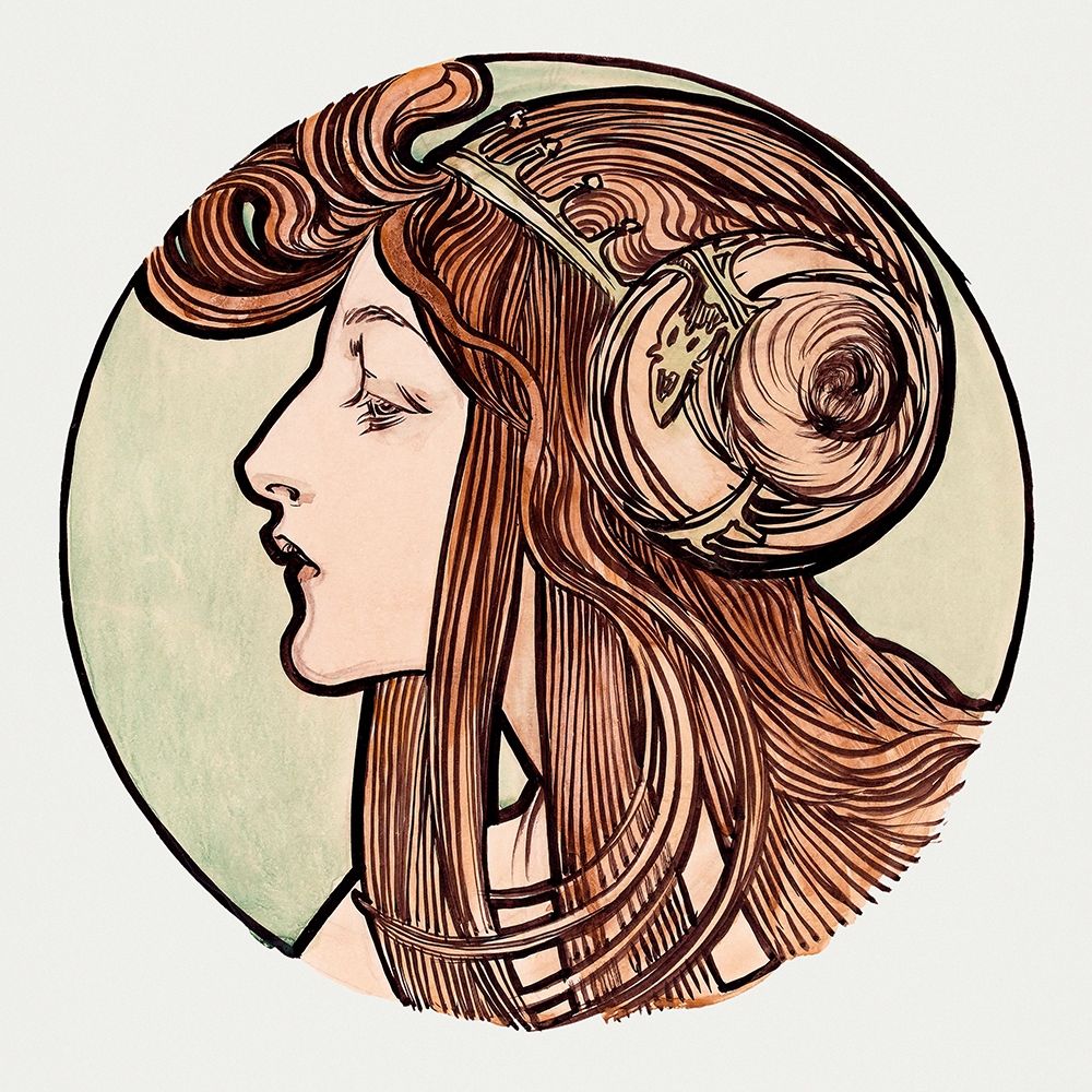 Stained glass window for the facade of the Fouquet boutique art print by Alphonse Mucha for $57.95 CAD