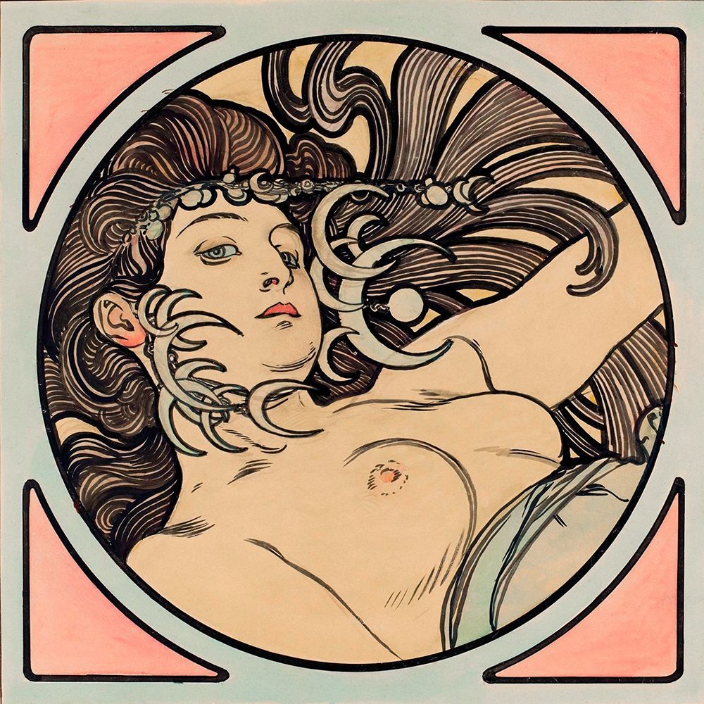Stained glass window for the facade of the Fouquet boutique art print by Alphonse Mucha for $57.95 CAD