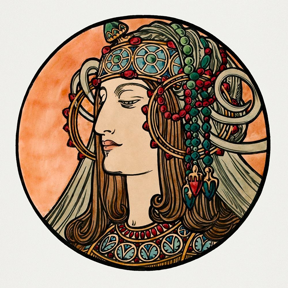 Stained glass window for the facade of the Fouquet boutique art print by Alphonse Mucha for $57.95 CAD