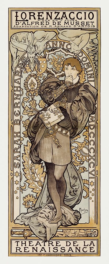 Theatre de La Renaissance art print by Alphonse Mucha for $57.95 CAD